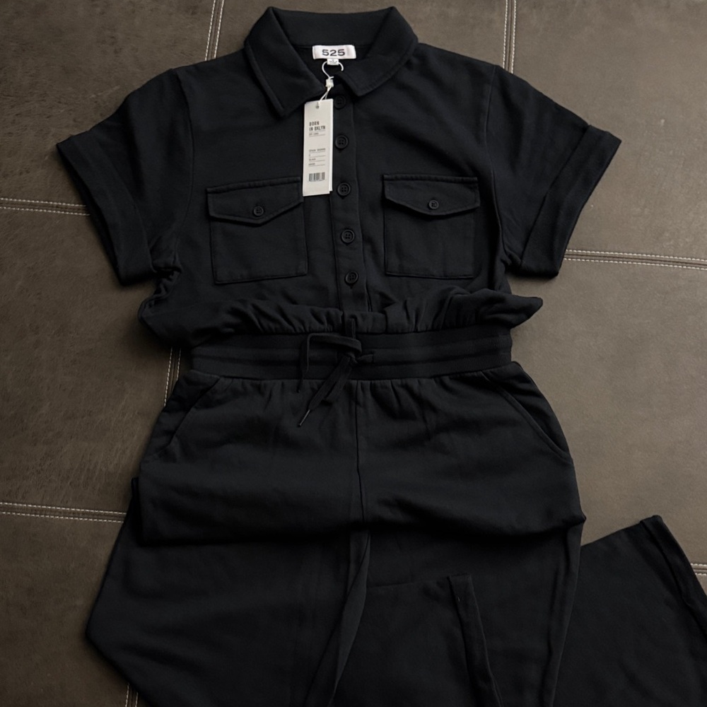 525 America Dark Jumpsuit with Belted Waist